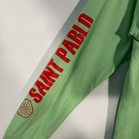 Kanye West The Life Of Pablo "Saint Pablo" LS Tour Tee Green / Red mens size L - Picture 6 of 6